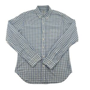 BONOBOS  Slim Fit Long Sleeve Button Down Shirt Blue Plaid Cotton Mens Size M